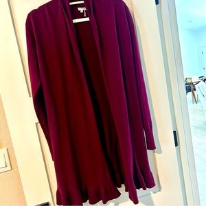 Open Drape Ruffled Sweater